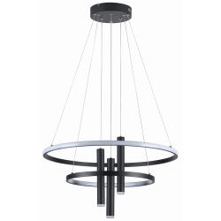 Lampa wisząca Amanda LED czarny mat Ringi i tuby włączane osobno 343005-30 REALITY