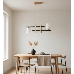 Lampa wisząca Arysto 2xE27 czarna jasne drewno 62551 ALFA