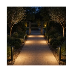 E297-27 OUTDOOR BOLLARD LED 9W 2700K ALUMINIUM SANDY BLACK Zambelis Lights