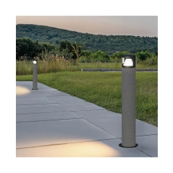 E410 OUTDOOR BOLLARD LED LIGHT 10W 3000K NATURAL CONCRETE- BLACK METAL - PC DIFFUSER IP65 Zambelis Lights