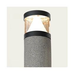 E411 OUTDOOR BOLLARD LED LIGHT 10W 3000K NATURAL CONCRETE- BLACK METAL - PC DIFFUSER IP65 Zambelis Lights