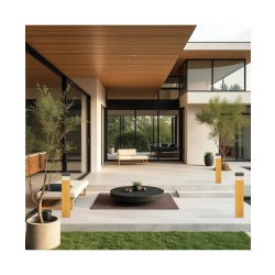 E426 OUTDOOR BOLLARD LED LIGHT 15W 3000K GRAPHITE- WOOD IP65 Zambelis Lights