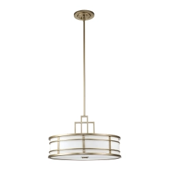 Duża lampa wisząca Fusion – 3 źródła świtała – Naturalny mosiądz FE-FUSION-P-L-PNBR Elstead Lighting