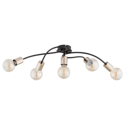 Lampa sufitowa GERSO CZARNA & ZŁOTA 5xE27 63287 ALFA