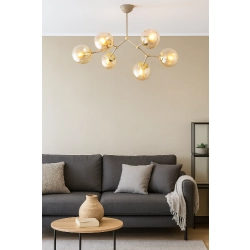 Lampa wisząca GOLEM 6xE14 beżowa + złoto 63394 ALFA