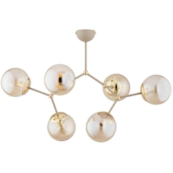 Lampa wisząca GOLEM 6xE14 beżowa + złoto 63394 ALFA