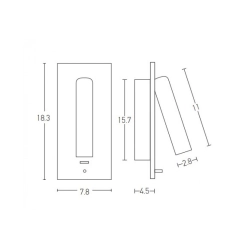 H65 HOTEL LED RECESSED LAMP 3W 3000K ALUMINUM - METAL WITH USB MATT BLACK Zambelis Lights