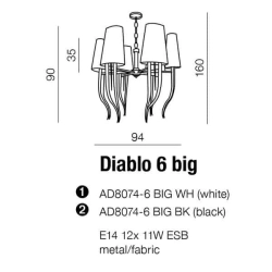 Lampa wisząca DIABLO 6 BIG WHITE AZ1389 AZZARDO