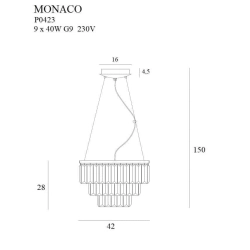 MONACO P0423 LAMPA WISZĄCA ZŁOTA MaxLight - zdjęcie dodatkowe 1