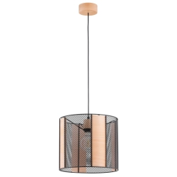 Lampa sufitowa NETIS CZARNA DREWNIANA 1xE27 61381 ALFA