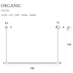 Organic Horizon P0354D Lampa Wisząca Ściemnialna Czarna MaxLight