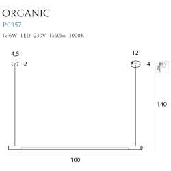 Organic Horizon P0357D Lampa Wiszaca Ściemnialna Biała MaxLight