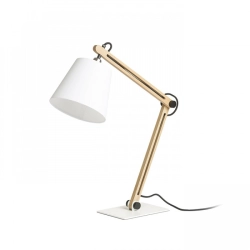 NIZZA stołowa Polycotton biała/drewno 230V LED E14 7W R14031 Rendl light studio