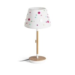 KEITH/DELISA stołowa z USB biała guziki/buk 230V LED E27 11W R14037 Rendl light studio