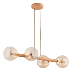 Lampa wisząca ROSARI 4xE14 złoty jasne drewno 63350 ALFA