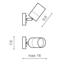 Rolf 1 Wall (black) AZ4475 GU10 1x MAX 35W IP44 METAL GLASS AZZARDO