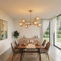 Lampa wisząca Sagito 6xE14 beżowa + złoto 63405 ALFA