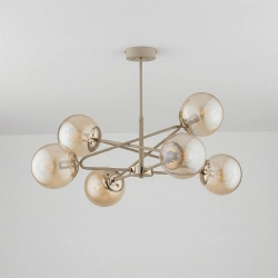 Lampa wisząca Sagito 6xE14 beżowa + złoto 63405 ALFA