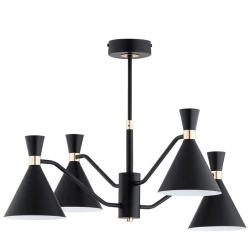 Lampa wisząca SILVA 4xE27 + 4xGU10 czarna złota 63367 ALFA