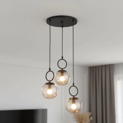 Lampa wisząca Sitro 3xE14 czarna-bursztyn 62563 ALFA