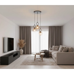 Lampa wisząca Sitro 3xE14 czarna-bursztyn 62563 ALFA