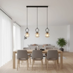 Lampa wisząca Sitro listwa 3xE14 czarna-bursztyn 62565 ALFA