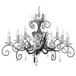 Żyrandol Amarilli – 10 źródeł światła – Czarny / Srebrna patyna AML10-BLK-SILVER Elstead Lighting