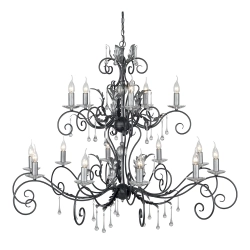 Żyrandol Amarilli – 15 źródeł światła – Czarny / Srebrna patyna AML15-BLK-SILVER Elstead Lighting