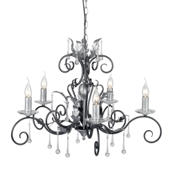 Żyrandol Amarilli – 5 źródeł światła – Czarny / Srebrna patyna AML5-BLK-SILVER Elstead Lighting