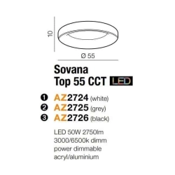 Plafon Sovana Top 55 CCT + Remote Control (white) AZ2724 z pilotem AZZARDO