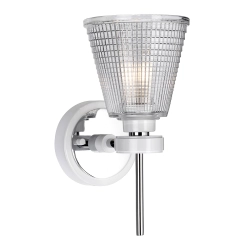 kinkiecik.pl Kinkiet Gunnis – 1 źródło światła – Biel i polerowany chrom BATH-GUNNIS1-WPC Elstead Lighting