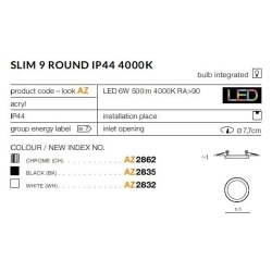 Oprawa podtynkowa Slim 9 Round 4000K IP44 (chrome) AZ2862 AZZARDO