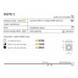 Oprawa stropowa Sisto 1 (black/black) AZ2810 AR111 AZZARDO