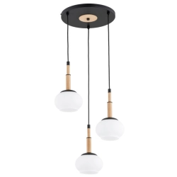 Lampa wisząca Ceres 3xE14 czarna jasne drewno 62594 ALFA