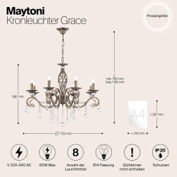 Lampa wisząca Grace RC247-PL-08-R Maytoni - zdjęcie dodatkowe 1