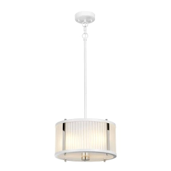 kinkiecik.pl Lampa wisząca Corona – 2 źródła światła – Satynowa biel/ Polerowany nikiel DL-CORONA-2P-WPN Elstead Lightni