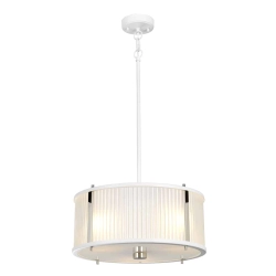kinkiecik.pl Lampa wisząca Corona – 3 źródła światła – Satynowa biel/ Polerowany nikiel DL-CORONA-3P-WPN Elstead Lightni