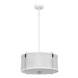 kinkiecik.pl Lampa wisząca Corona – 3 źródła światła – Satynowa biel/ Polerowany nikiel DL-CORONA-3P-WPN Elstead Lightnig