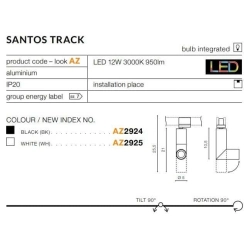 Reflektor Santos track (white) AZ2925 AZZARDO