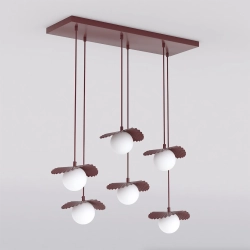 Lampa wisząca FLORA 6 BURGUNDY OPAL 1761/6 EMIBIG - zdjęcie produktu
