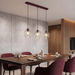 Lampa wisząca ISTAR 3 BURGUND TRANSPARENT 1784/3 EMIBIG - zdjęcie dodatkowe 1