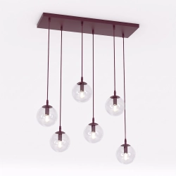 Lampa wisząca COSMO 6 BURGUNDY TRANSPARENT 1788/6 EMIBIG - zdjęcie produktu