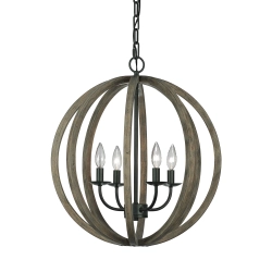 Lampa wisząca Allier – 4 źródła światła – Postarzane drewno dębowe / Antyczne kute żelazo FE-ALLIER-4P-WW Elstead Lighti