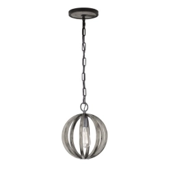 Mała lampa wisząca Allier – 1 źródło światła – Postarzane drewno dębowe / Antyczne kute żelazo FE-ALLIER-P-WW Elstead Lighting