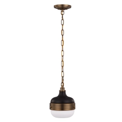 kinkiecik.pl Mała lampa wisząca Cadence – 1 źródło światła -Ciemny antyczny mosiądz/ Matowa czerń FE-CADENCE-1P-MB Elste