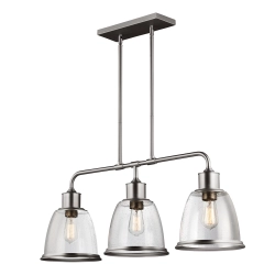 kinkiecik.pl Podłużna lampa wisząca Hobson – 3 źródła światła – Satynowy nikiel FE-HOBSON-3P-SN Elstead Lighting
