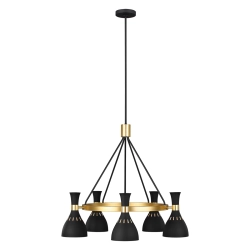 Żyrandol Joan – 5 źródeł światła – Czarny / Oksydowany mosiądz FE-JOAN5-MB Elstead Lighting