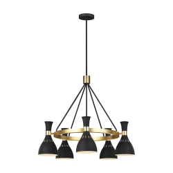 Żyrandol Joan – 5 źródeł światła – Czarny / Oksydowany mosiądz FE-JOAN5-MB Elstead Lighting