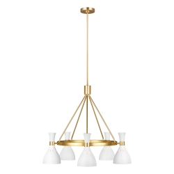 Żyrandol Joan – 5 źródeł światła – Matowa biel / Oksydowany mosiądz FE-JOAN5-MW Elstead Lighting