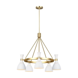 Żyrandol Joan – 5 źródeł światła – Matowa biel / Oksydowany mosiądz FE-JOAN5-MW Elstead Lighting
